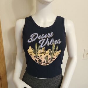 Obsessive Love‎ Navy blue cropped graphic tank top size large